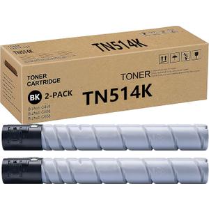 TN514K Toner Cartridge Black TN-514 A9E8130 Compatible for Konica Minolta Bizhub C458 Toner C558 C658 258E 308E 368E 454E 458E 554E 558E 658E Printers High Yield 28,000 Pages 2 Pack
