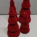 Lanpn 4 Pcs 6" 8" 10" Christmas Velvet Tree Figurine Decoration, Xmas Cone Tree Set Indoor, Small Tabletop Pine Trees Statue, Mantel Table Centerpiece Home Entryway Winter Holiday Decor, Red