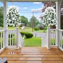 Sggvecsy Artificial Fake Hanging Flowers Plants for Outdoor Outside Spring Summer Decoration 4PCS Faux Silk UV Resistant Realistic Morning Glory Trailing Vines for Home Porch Patio Balcony(White)