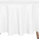 Sancua Round Tablecloth - 90 Inch - Water Resistant Spill Proof Washable Polyester Table Cloth Decorative Fabric Table Cover for Dining Tables, Buffet Parties and Camping, White