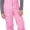 Haloumoning Kids Snow Bibs Girls Ski Pants Waterproof Insulated Snowboard Overalls Snowsuit (Pink, 160)