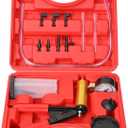 Brake Bleeder Kit with Hand Vacuum Pump with Gauge Adapters Automotive Brake Fluid Bleeding Set for Bike Car Truck (red)