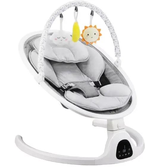 Zhongshan CR018 Baby Swing Chair Baby Swing Infant Swing Electric Toddler Baby Rocker Portable for Newborn Boy Girl, 5 Sway Speeds with Remote Control, 10 Preset Melodies and Bluetooth, 0-6 Months Max 20 Lbs (White)