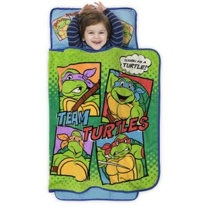 Teenage Mutant Ninja Turtles Toddler Nap-Mat - Includes Pillow and Plush Blanket  Great for Boys and Girls Napping at Daycare, Preschool, Or Kindergarten - Fits Sleeping Toddlers and Young Children