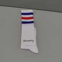 Henwarry Over the Calf Tube Socks Classic Triple Stripes Cotton Retro Athletic Socks for Men and Women (One Size, A01-blue/Red/White)