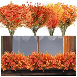 Daifunli 30 Bundles Artificial Fall Mums Flower for Outdoor Fall Decorations Fake Daisy Faux Silk UV Resistant Look Real No Fade for Gardens Porch Fireplace Patio Home Indoor Autumn Thanksgiving Decor