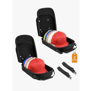Set of 1 Hard Hat travel Cases for Baseball Caps - Hat Storage Organizer Holder with Handle, Shoulder Strap and Trolley Sleeve, Protect up to 10 Hats for Outdoor and Home Storage, Black