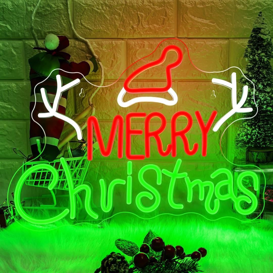 Christmas Neon Sign Dimmable Xmas Neon Lights for Wall Decor Merry christmas Neon Sign for Kids Room Xmas Party Neon Wall Signs Decor Gifts