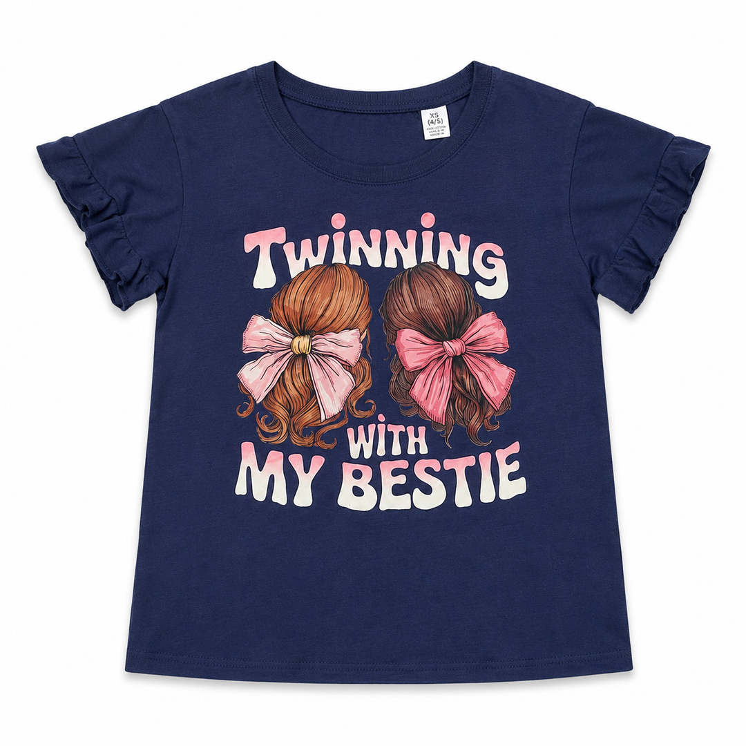 Twinning with My Bestie Coquette Spirit Week Girls T-Shirt 2X