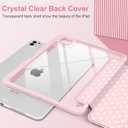 Case for iPad Pro 13 Inch (M5 2025 M4 2024) – [Built-in Pencil Holder], Shockproof & Stylish, Clear Hard Back + Soft TPU Edge, Magnetic Trifold Stand, Auto Wake/Sleep, Pink White dot