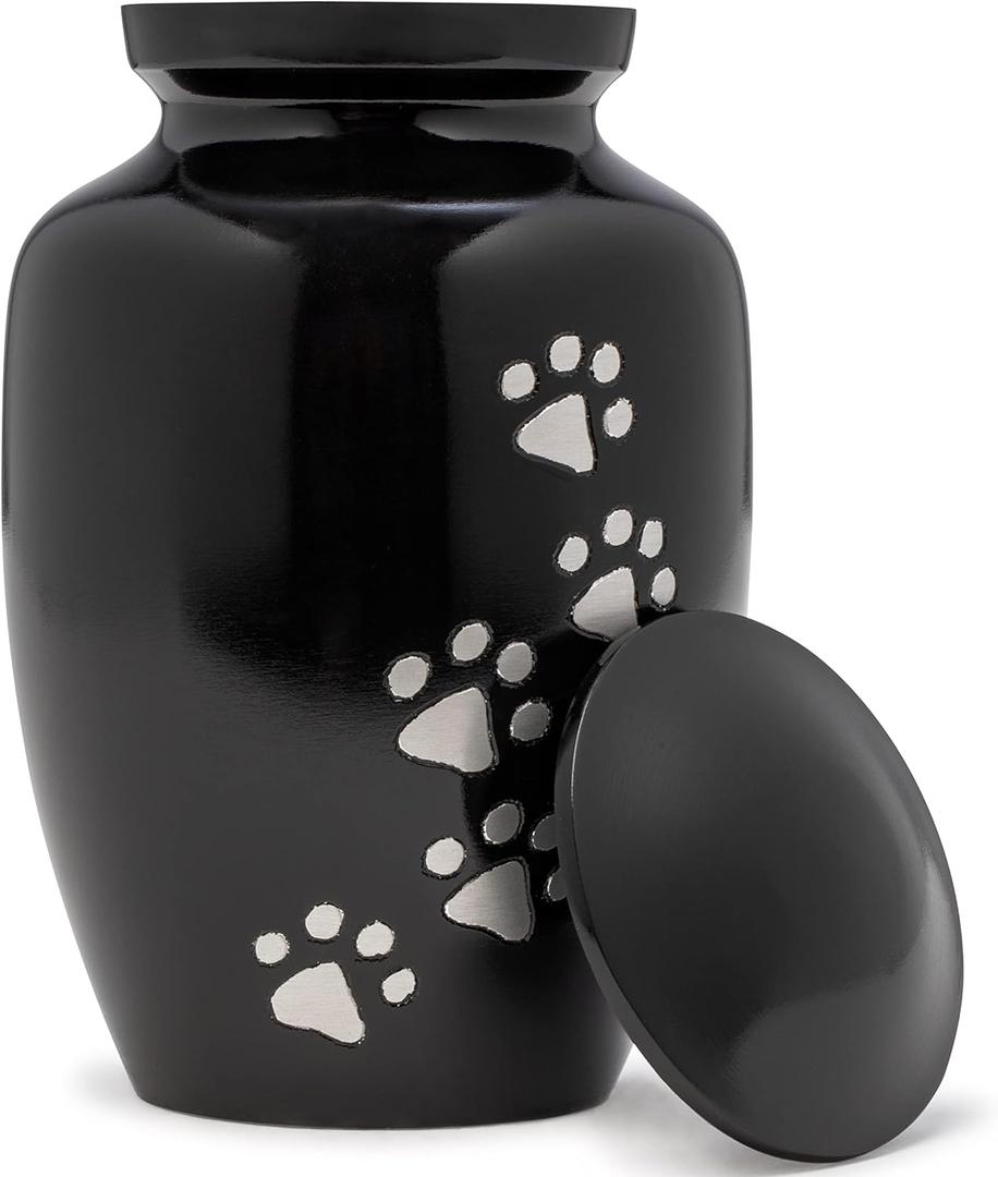 Eternal Harmony Large Pet Urns for Dogs with Secure Seal, Velvet Bag & Anti-Slip Felt Bottom, Animal Urn for Dog Ashes, Cat Ashes & Any Pet Up to 122 lbs (Black, Large)