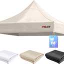 Replacement Top for Pop Up Canopy Tent - 10x10ft, 4 Drainage Holes (Khaki)