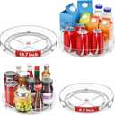 2 Pack Lazy Susan Organizer, 9.5 Inch, 10.7 Inch Lazy Susan Turntable for Cabinet, Turntable Organizer for Pantry Organizers and Storage, Non-Skid Fridge Organizer, Clear