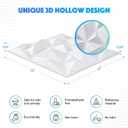 Acoustic 3D Wall Panels,24 Pack Sound Proof Felt Panels for Interior Wall Dcor, Hollow Sound Absorbing Panel for Studio, Living Room, Home, Hotel, 12''x12'' Cover 24 sq ft (White, 24 Pack)