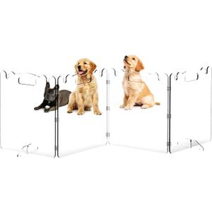 Clear Acrylic Pet Dog Gate - Folding Transparent Gates for Small Dogs Pets - Freestanding Foldable Tall Puppy Doggy Fence Door for Inside Indoor House Doorways Room Divider Barrier