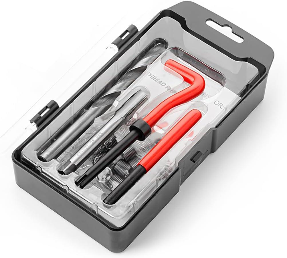 BELOMI Helicoil Thread Repair Kit, Metric and SAE Repair Tools with HSS Drill Bit and Thread Inserts, Auto Repairing Tool for Thread M10 x 1.25 mm Size, Universal Car Accessories