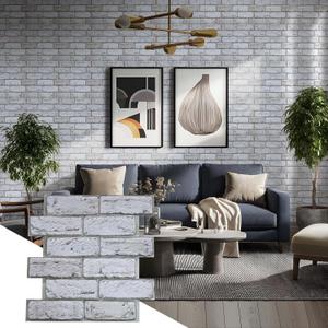 3D Peel and Stick Brick Wall Panels 10 Pack – 11.8"x11.8" Faux Brick Tiles Thin PVC, Paintable, Waterproof Small Brick Design for Kitchen Backsplash, Accent Walls, Fireplace, RV