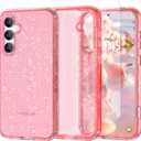 ACKETBOX for Samsung Galaxy S24 FE Case,Glitter Clear Case S24 FE,Shockproof Bumper Protective Phone Cover,Designed for Galaxy S24 FE 5G 6.7"(Pink Bling)
