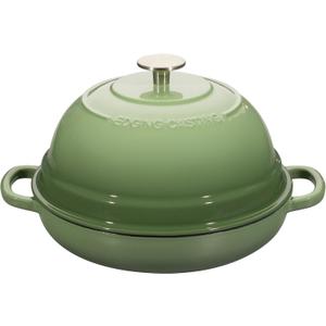 Enameled Cast Iron Dutch Oven Pot with Lid, Round Bread Oven for Homemade Sourdough Bread Baking, 6 Quart, Pistachio Green