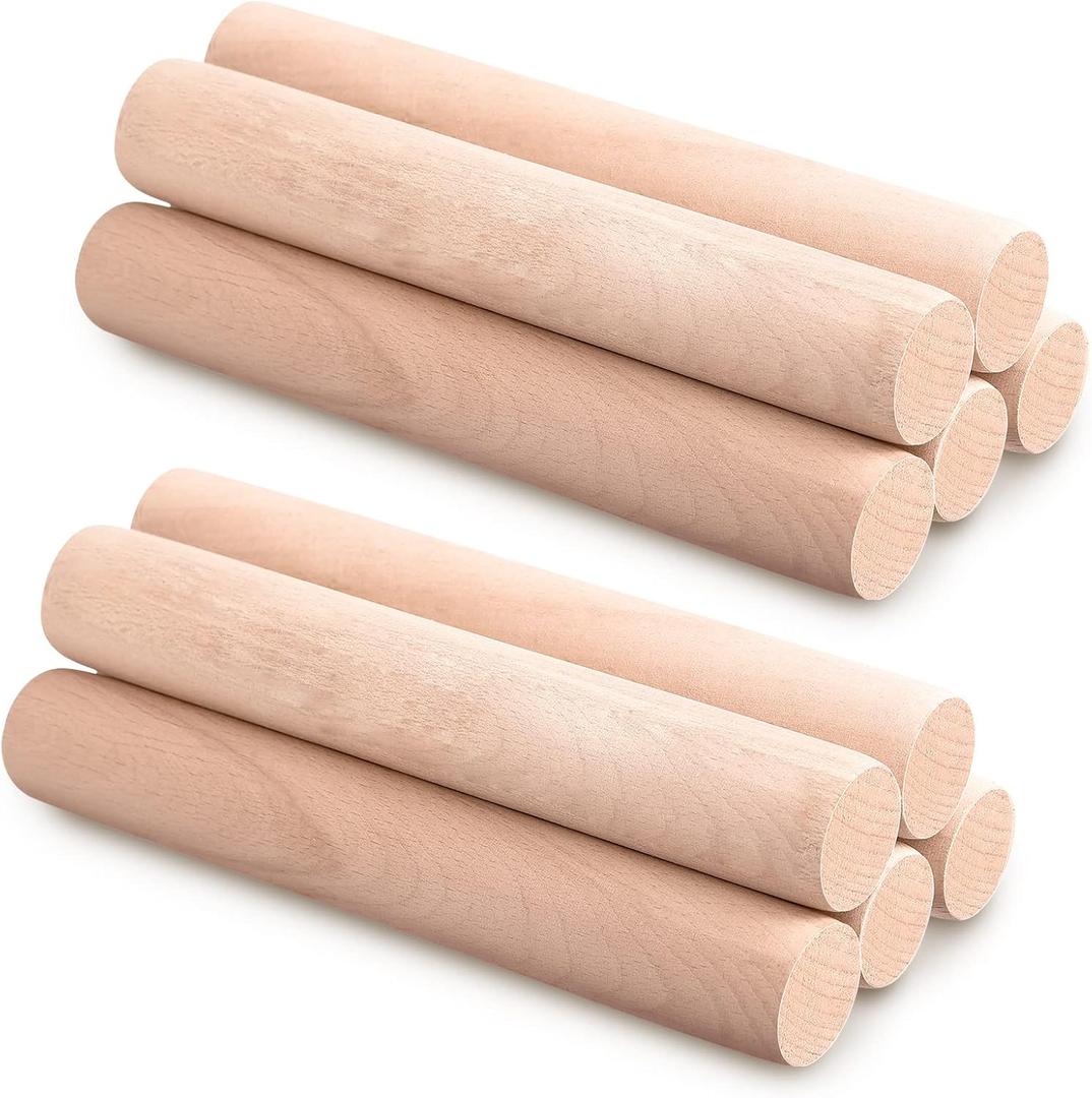 Patelai 10 Pieces Small Wooden Rolling Pin, Dumpling Dough Roller Wooden Mini Rolling Pins Kitchen Utensil Tool for Fondant, Pasta, Bread, Pastry, Cookies, Pizza, Pie, Cylinder Style, 6.3 Inch