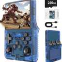 R40S PRO Retro Gaming Console, 30000+ HD Games Handheld Game Console, 3800mAh Rechargeable Mini Retro Video Console with 256GB TF Card, Portable Pocket Arcade (Transparent Blue)