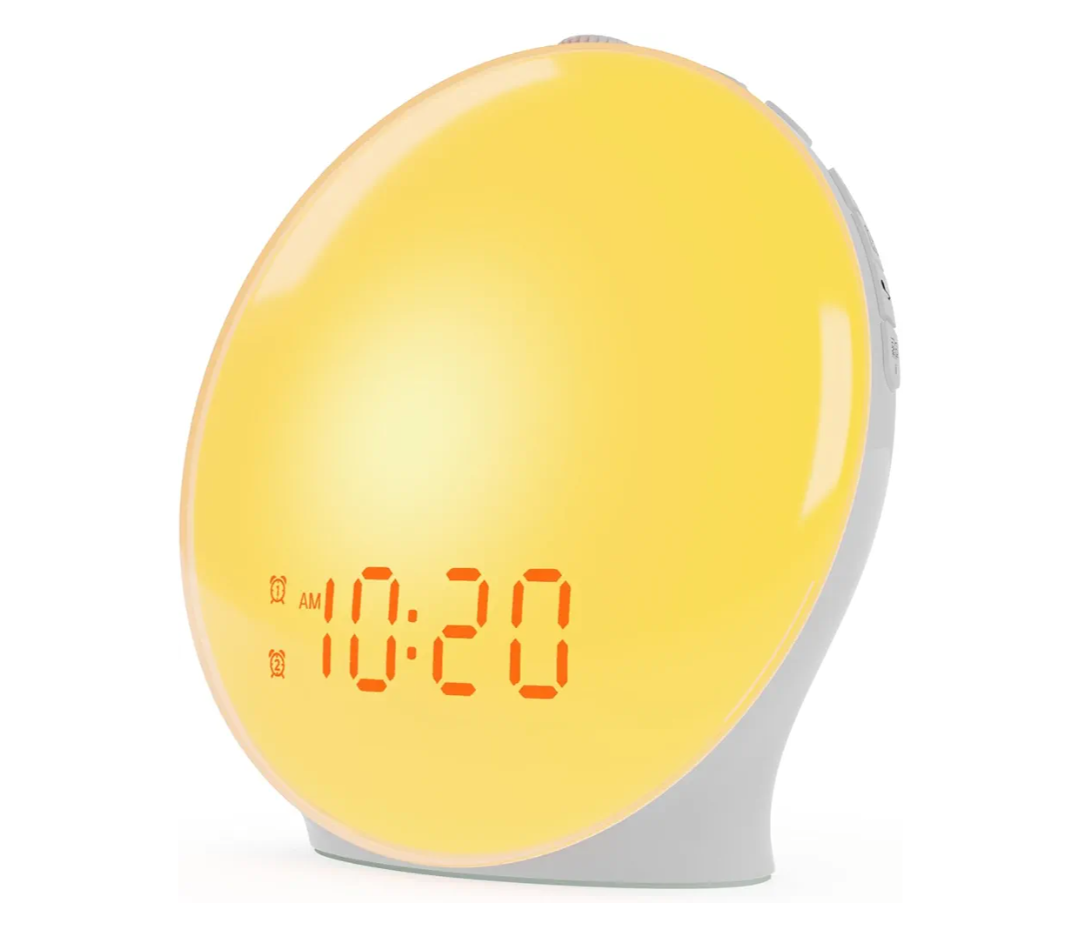 Wake Up Light Sunrise Alarm Clock for Kids, Heavy Sleepers, Bedroom, with Sunrise Simulation, Sleep Aid, Dual Alarms, FM Radio, Snooze, Nightlight, Daylight, 7 Colors, 7 Natural Sounds, Ideal for Gift