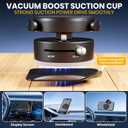 2 x Upgraded 360 Vacuum Magnetic Phone Holder with Clamp,Vacuum Suction Magnetic Phone Mount with Clamp Foldable Cell Holder for Car/Gym/Mirror/Smooth Surface, Compatible with Magsafe iPhone (black 1pcs)