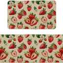 Artoid Mode Strawberry Spring Kitchen Mats Set of 2, Home Decor Low-Profile Kitchen Rugs for Floor - 17x29 and 17x47 Inch