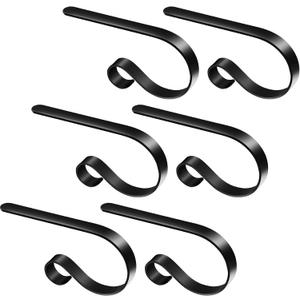 Hotop 6 Pieces Christmas Stocking Holders for Mantle Christmas Stockings Hangers Multiple Usage Stocking Holders with Anti-Slip Pads for Christmas Party Decorations (Black)