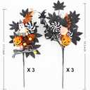 6 PCS Halloween Decorations, 19.5 Inch Artificial Flower Stems Halloween Branches with Eucalyptus Pumpkins Leaf Ghost&Bat Accents, Festive Ornaments and Picks, Holidy Black Table Centerpieces Decor