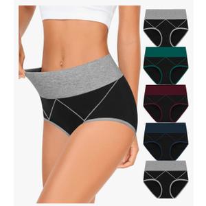 MISSWHO Womens High Waisted Cotton Underwear Full Coverage Soft Double-Layer Waistedband Panties Large MISSWHO Womens High Waisted Cotton Underwear Full Coverage Soft Double-Layer Waistedband Panties Large