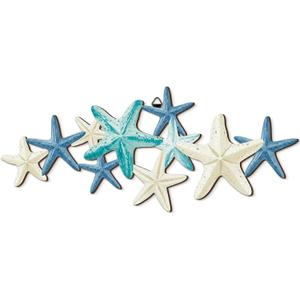 Qunclay Summer Coastal Wall Decor Farmhouse Ocean Fish Wall Art Beach Theme Vintage Coastal Hanging Decoration for Home Lake House Bathroom(Starfish)