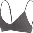 SweatyRocks Women's Triangle Bralette Plunge Bra V Neck Wireless No Padded Soft Comfortable Everyday Sleep Bras (Black, L)