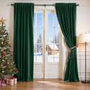 jinchan Emerald Green Velvet Christmas Curtain 84 Inch Long for Living Room Holiday Room Darkening Drapes Thermal Insulated Soft Luxury Curtain, 1 Panel Rod Pocket Festive Window Treatment