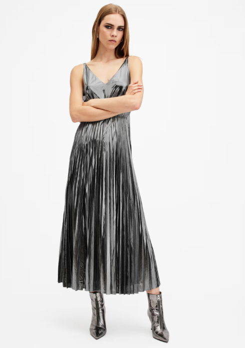SPARK 2-IN-1 PLEATED MAXI DRESS, Small