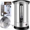Coffee Urn 17L Large Coffee Dispenser with Internal Stage 113 Cups Full Stainless Steel Commercial Coffee Maker Double Wall Quick Brew Electric Beverage Dispenser Hot Water Urn (Silver)