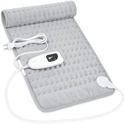 Electric Heating Pads,Heating Pads for Back,Shoulder,Hot Pad for Neck and Arms,Abdomen,Moist Heated Pad for Legs and Knee,Auto Shut Off(Light Gray, 24''×12'')