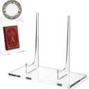 Acrylic Book Stand 9.9"Clear Easel Stand for Display Plate Stands Acrylic Plate Postcard Picture Display Holder Tabletop Acrylics Displays Stands Artwork Storage Rack for Home Kitchen Platter Photo