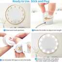 LED Vanity Mirror Lights with 12 Stick On Dimmable Bulbs, 3000K 4500K 6500K & 10 Brightness Levels Adjustable, Plug in USB Cable, Hollywood Style Mirror Lights for Makeup Desk Bathroom Dressing Room