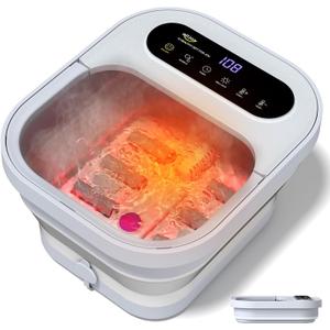ALLJOY Collapsible Foot Spa with Heat, Pedicure Foot Bath with Bubbles & 6 Rollers, UL-Listed Rapid PTC Heating Foot Soaking Tub for Stress Relief, Relaxation Gift for Women & Men, Nurses & Teachers