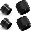 6AN Female Tube Nut and Sleeve For 3/8 (9.52mm) OD alloy Tube Hose Line Fitting Aluminum Hardline Adapter, Black, Pack of 2