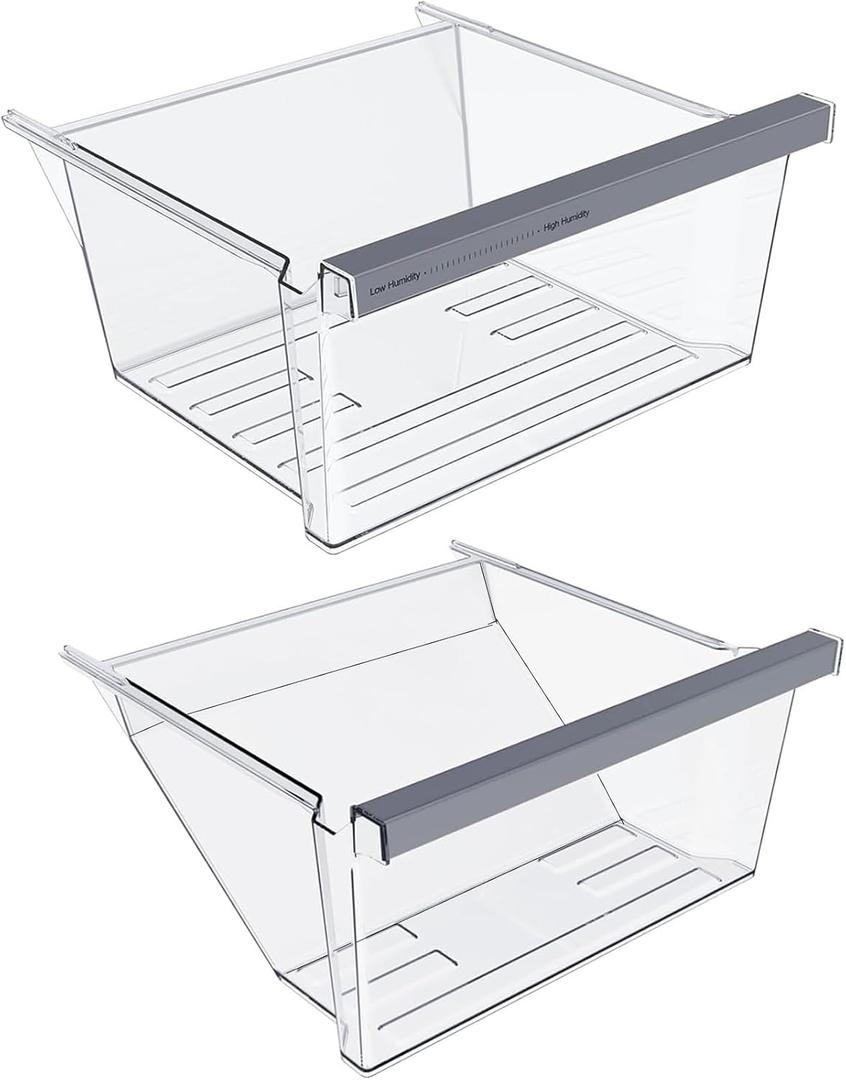2 x [2 PACK] W11162443 W11162446 WRS315SDHZ08 WRS325SDHZ05 WRS315SDHZ05 WRS315SDHM01 WRS321SDHZ08 WRS325SDHZ08 Crisper Drawer Compatible with Whirlpool Refrigerator Drawers Replacement Fridge Drawers