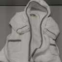 MONICA + ANDY Bathrobe, Terry Hooded Bathrobe, 100% Organic Clothes for Girls & Boys, Sizes For Kids, Toddler & Infant (12-18 Months, White + Grey)