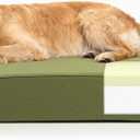 Sytopia 7" Thick Orthopedic Dog Beds for Extra Large Dogs, Canvas Dog Bed with Chew Proof Fabric Cover, Ups to 150 Pounds, 35D Memory Foam Dog Beds with Waterproof Liner & Washable Cover, Green