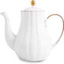 Agyiuns Tea Pot, Porcelain Teapot 37oztea pots for tea partyTea Infuser Pots for Blooming loose Leaf Tea(White)