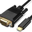 USB C to VGA Cable 3FT, USB Type-C to VGA Male to Male Adapter Cord Thunderbolt 3 Compatible VGA to USB-C Cable for iPhone 15 Pro, MacBook Pro/Air, iPad Pro, Surface Book 3, Galaxy S23, More