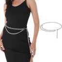 FAN&LOUIS Gold Waist Chain Belt for Women Dresses Metal Link Dangling Cinturones De Mujer