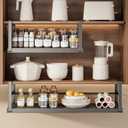 Hanging Under Shelf Storage Basket, Adjustable Width Under Cabinet Add-on Storage Racks, Heavy Duty Slide-in Baskets Organizer for Cabinet Pantry Kitchen Cupboard Desk, 1 Pack, Black
