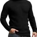 MANGOPOP Men's Mock Turtleneck Shirts Long Sleeve Shirts Pullover Ribbed Sweater Fall Fashion 2025 (A01 Black)
