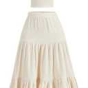 GORGLITTER Women's 2 Piece Skirt Sets Textured Cami Crop Top Ruffle Hem Flowy Midi Skirt Outfits Summer, L